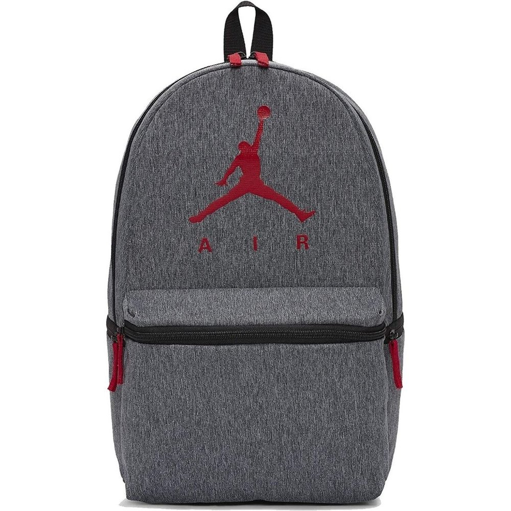 Nike Air Jordan Jumpman Kids Backpack School Sport L Grey Red Black 9B0462-R61
